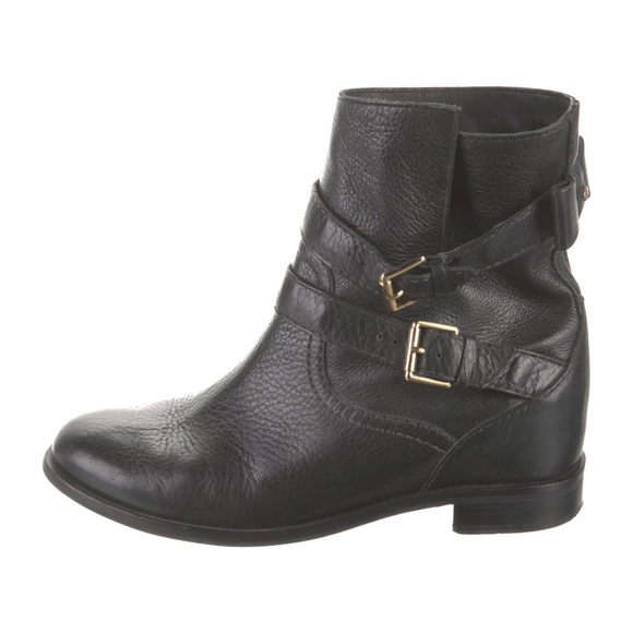 Pre-loved Kate Spade Black Leather Moto Sabina Boots with bow size 5M - Picture 1 of 8